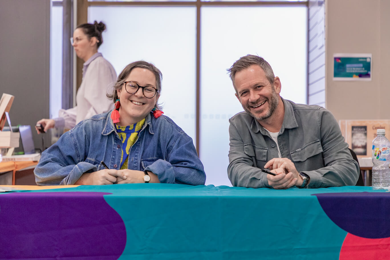 Authors Hayley Scrivenor and Tim Ayliffe at Festival of Stories 2026