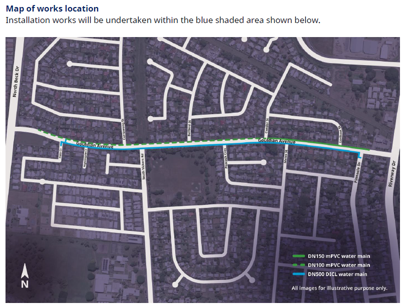 Gouldian Avenue Water Main Upgrade and Road Resurfacing Map