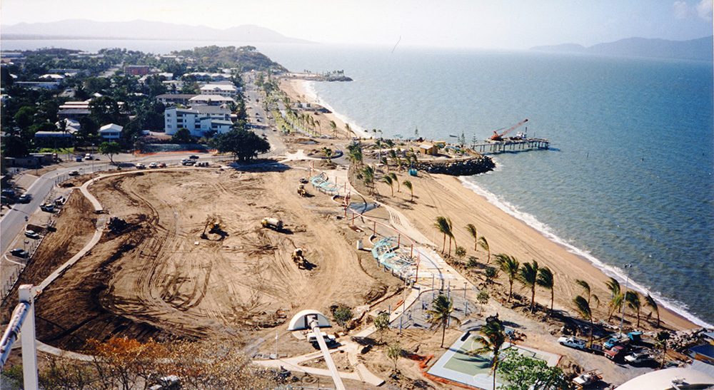 Aerial view of work in progress on The Strand redevelopment, 1999