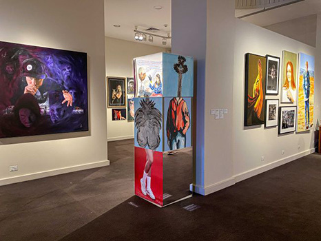Image: Exquisite Portraits 2022, featuring artworks by Barb Shand, Baylee Griffin, and Fiona Cochrane. Exquisite Portraits 2022, featuring artworks by Barb Shand, Baylee Griffin, and Fiona Cochrane