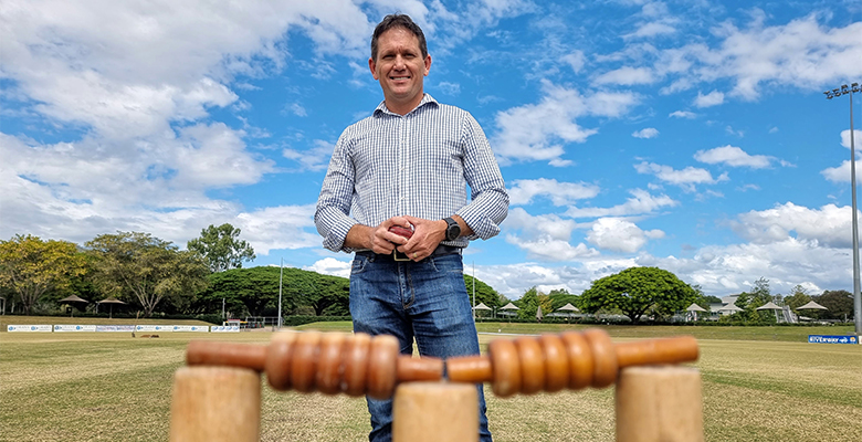 Image of Cr Mark Molachino at Riverway Stadium.