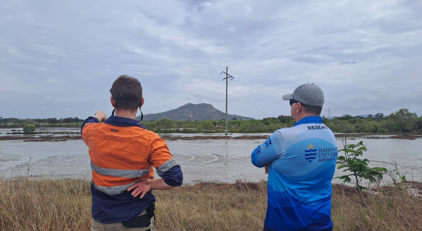 Team members on site at the saltmarsh restoration project.