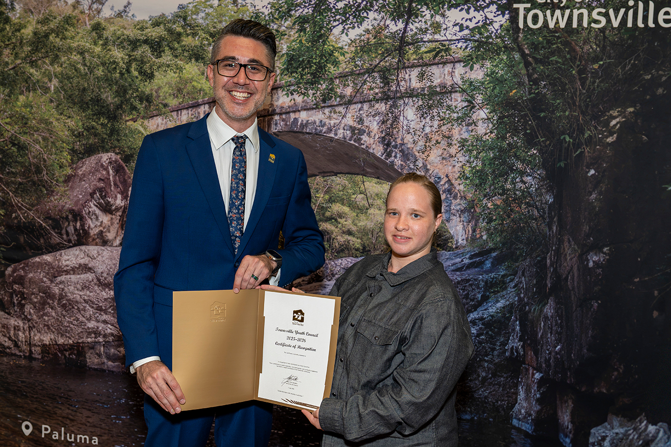 Councillor Mooney and Townsville Youth Council member Kate Kettlewell