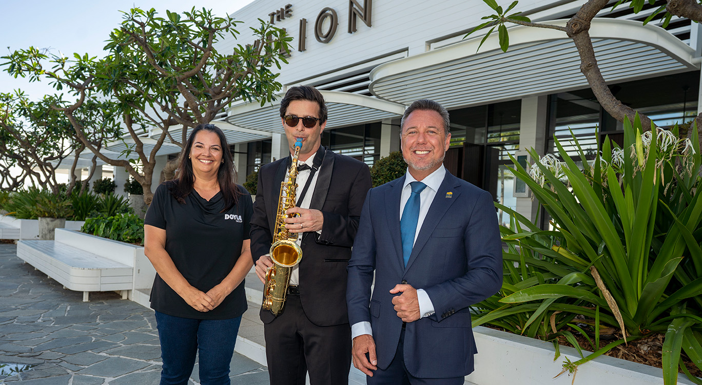 The Doyle Group’s Natasha Doyle, Sneaky Beats Luan Krasniqi and Mayor Nick Dametto at The Ville ahead of the Gala