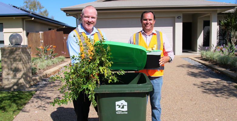 Photo of Townsville City Council's Team Manager Waste Services Matt McCarthy and Cr Russ Cook.