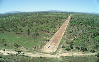 Aerial photo of No-Name Road access road construction