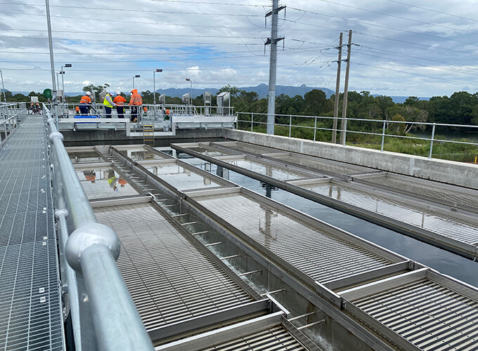 Douglas Water Treatment Plant Water Clarifier Trays and People