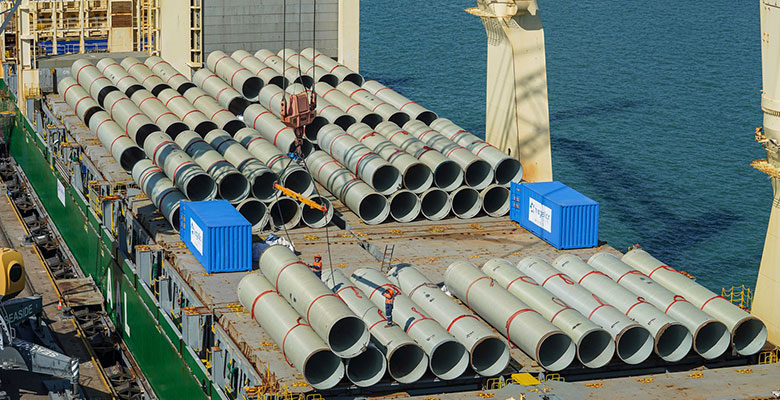 Pipes for the Haughton Pipeline Stage 2 Project were delivered through the Port of Townsville Pipes for the Haughton Pipeline Stage 2 Project were delivered through the Port of Townsville
