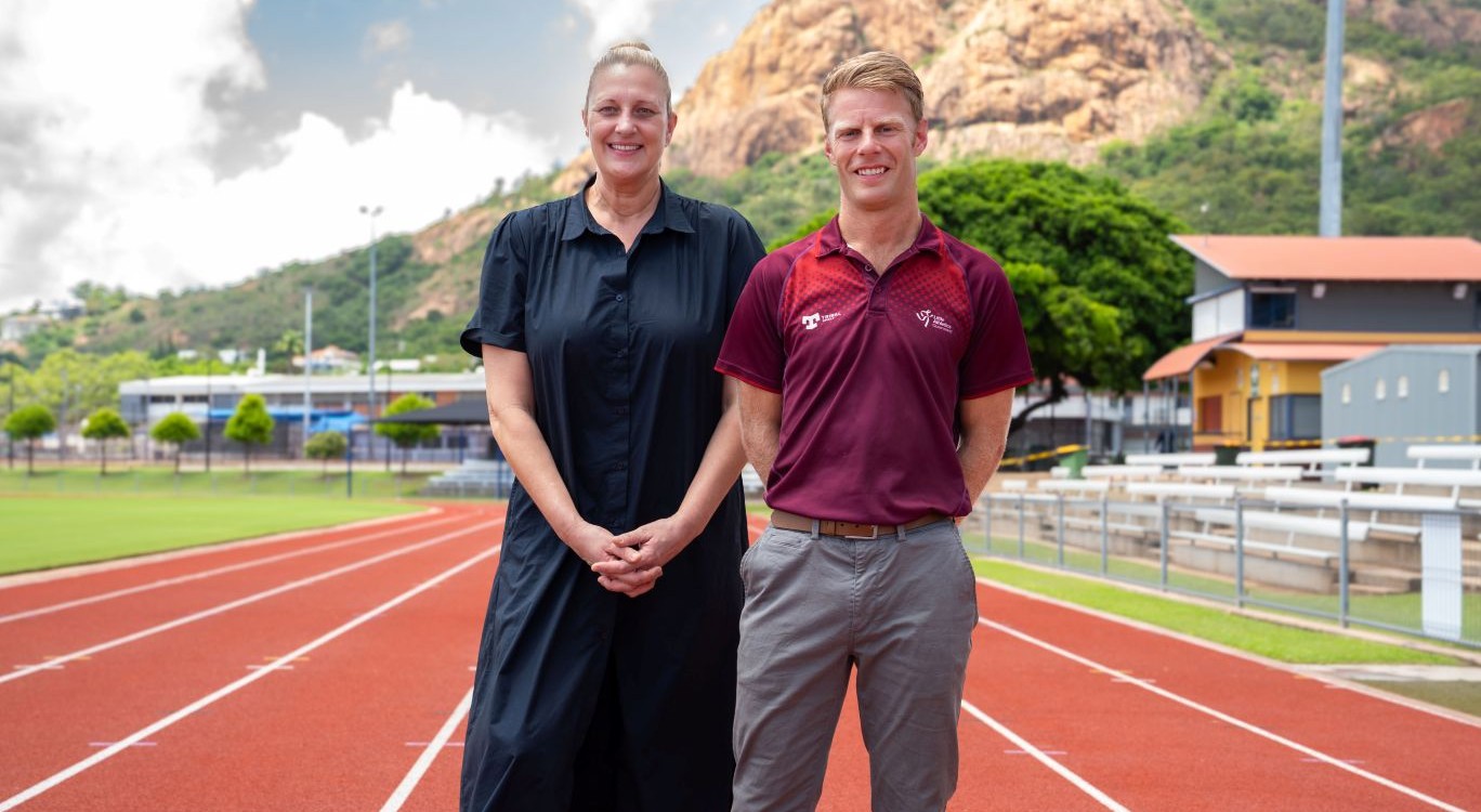 Townsville Deputy Mayor and Townsville 2032 Legacy Working Group Chair Cr Suzy Batkovic  and Little Athletics Queensland CEO Christopher Davis