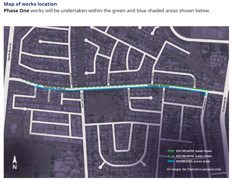 Gouldian Avenue Water Main Upgrade and Road Resurfacing Phase One Map