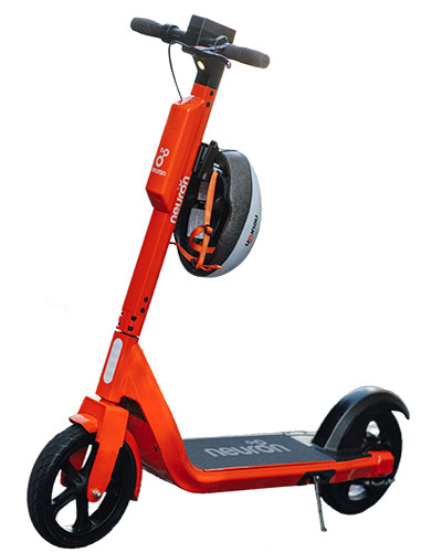 an orange Neuron e-Scooter