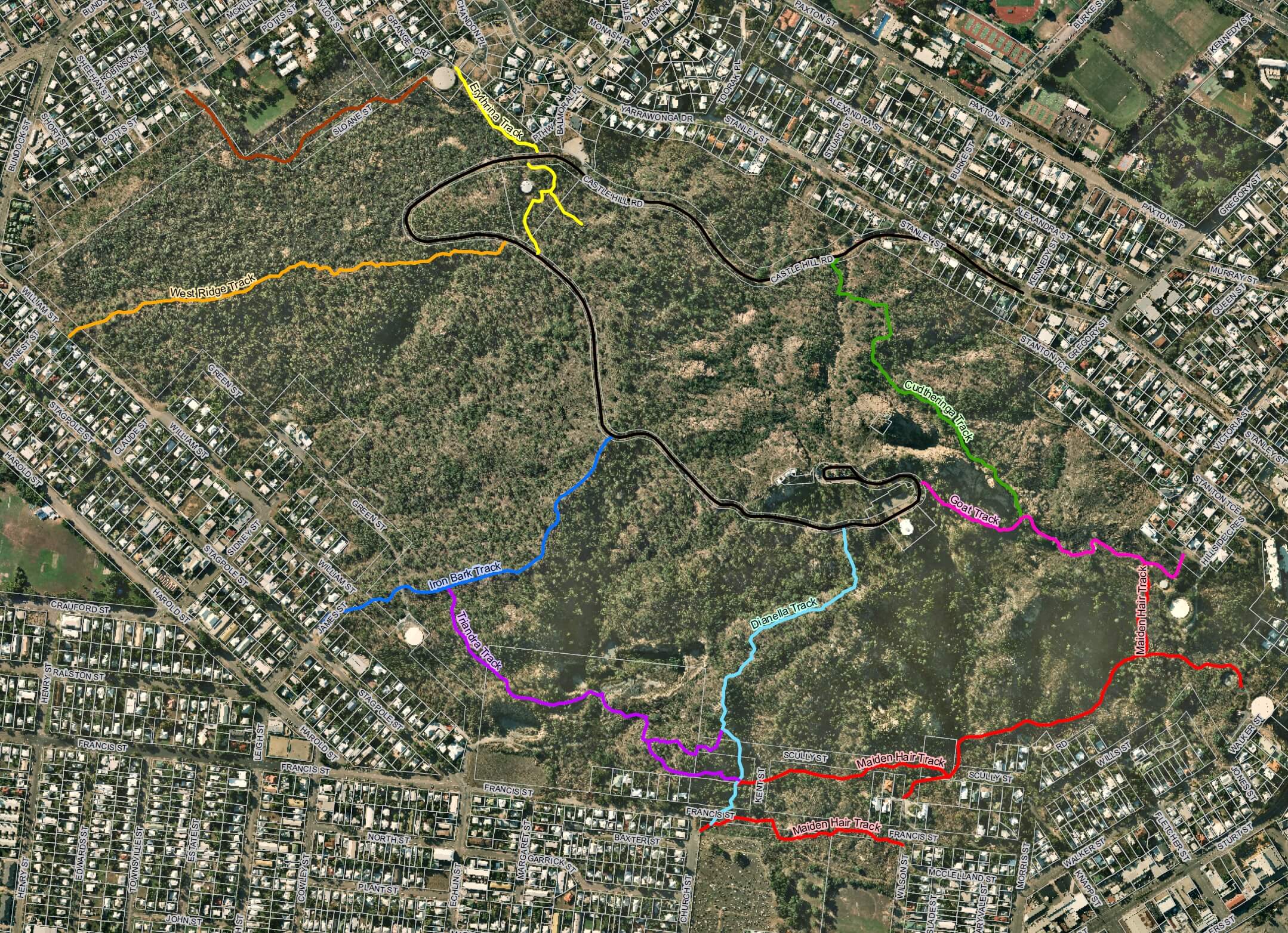 Map of the Castle Hill Tracks