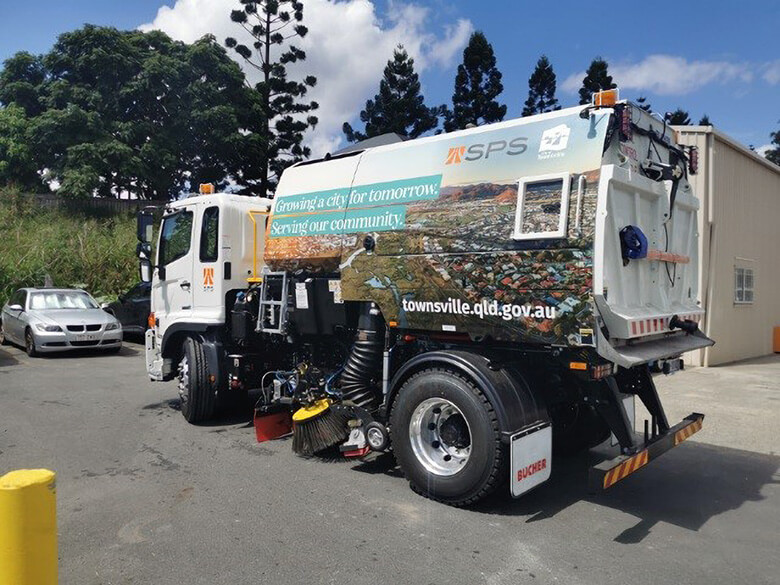 Caption: Townsville City Council is continuing trials to recycle waste collected by the city’s street sweeper. Townsville City Council is continuing trials to recycle waste collected by the city’s street sweeper