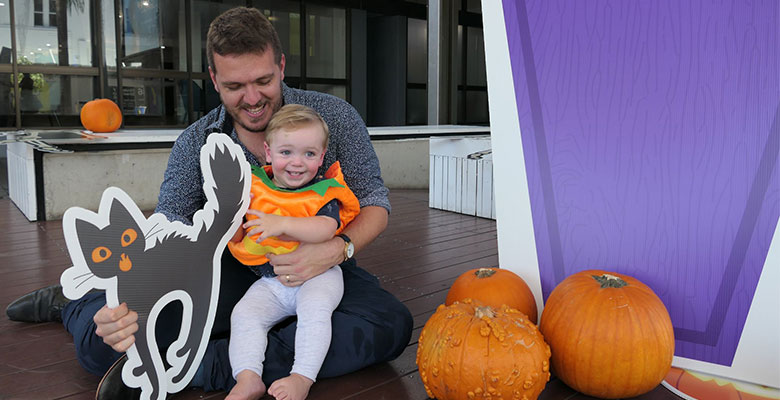 Council Media Officer Rohan O'Neil and his Son August 