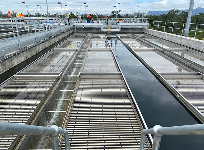 Douglas Water Treatment Plant Water Clarifier Trays and People