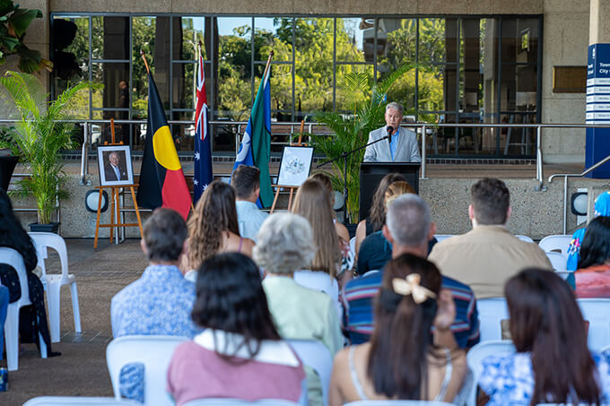 Cr Paul Jacob giving the Mayor's welcome address
