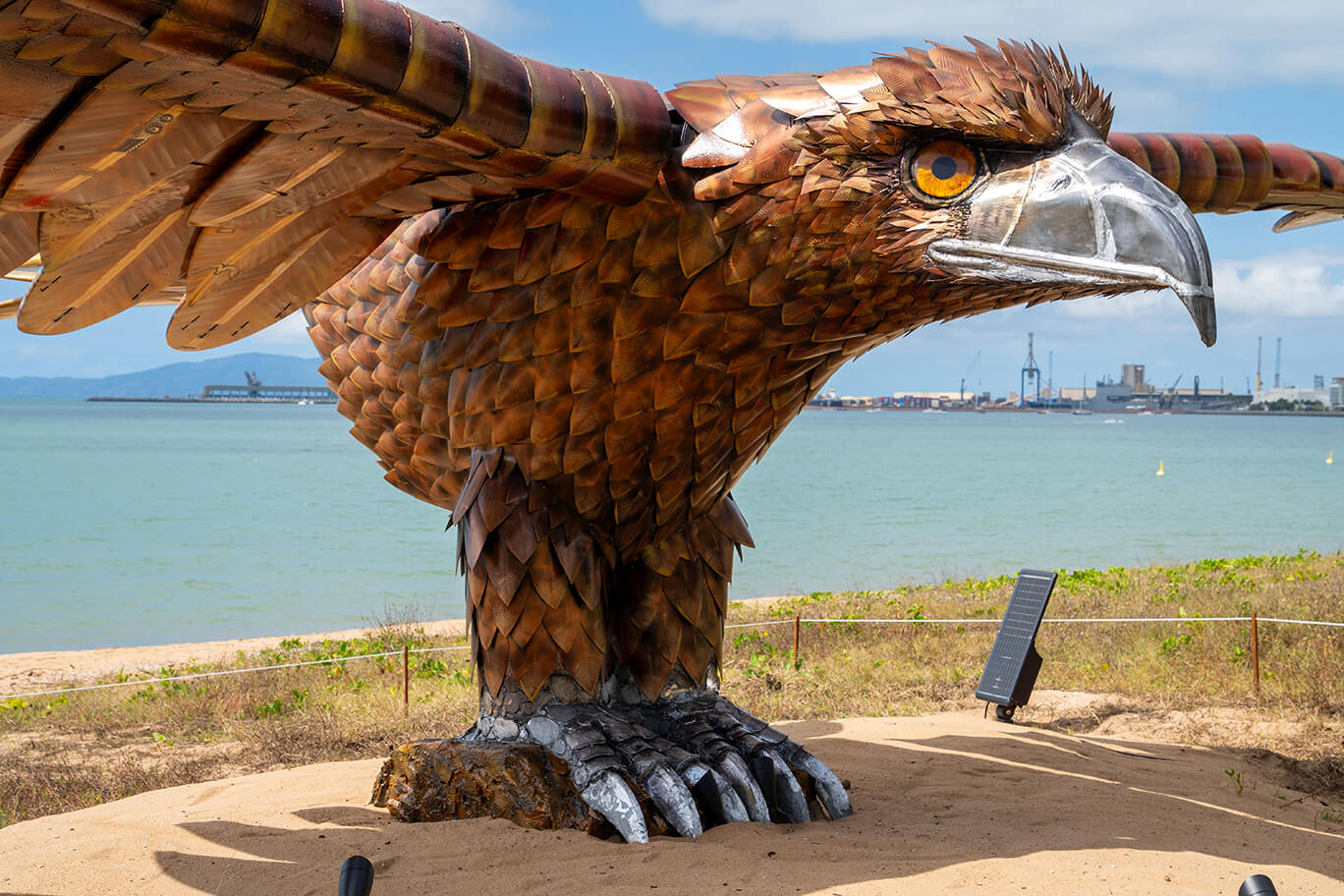 Giant eagle made of steel, fibreglass, and stainless steel