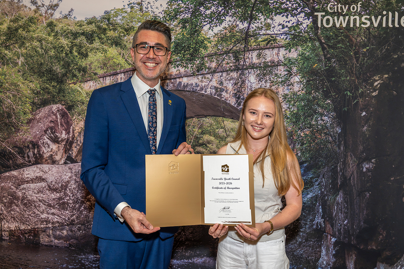 Councillor Mooney with Townsville Youth Council Deputy Mayor Verity Whelan