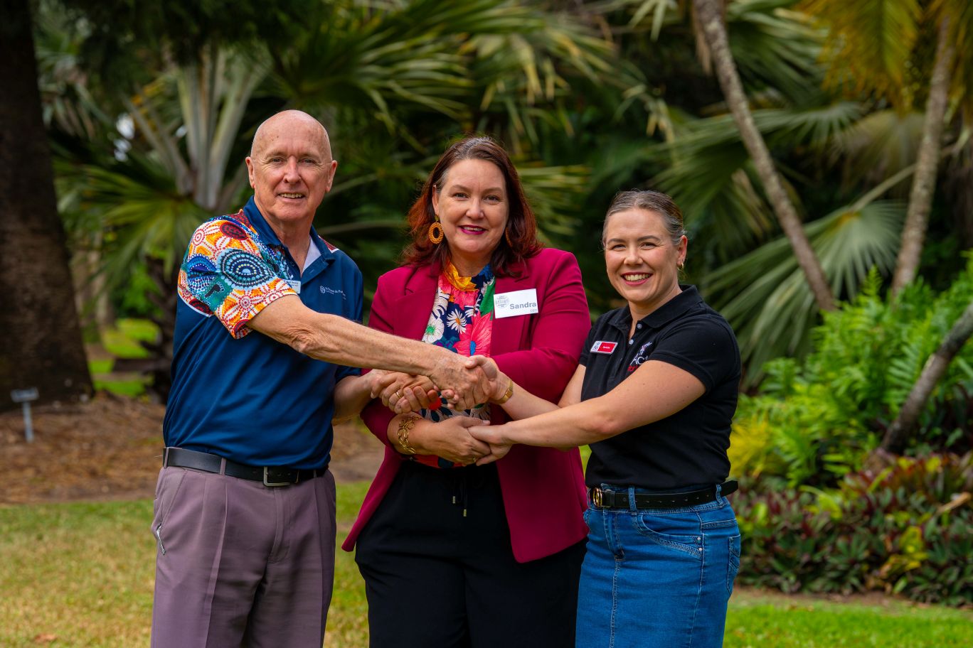 St Vincent de Paul Society Townsville region President Brian Headford, NOTCH CEO Sandra Elton and Act for Kids program coordinator Danielle Hodder, representing this year's chosen charities.