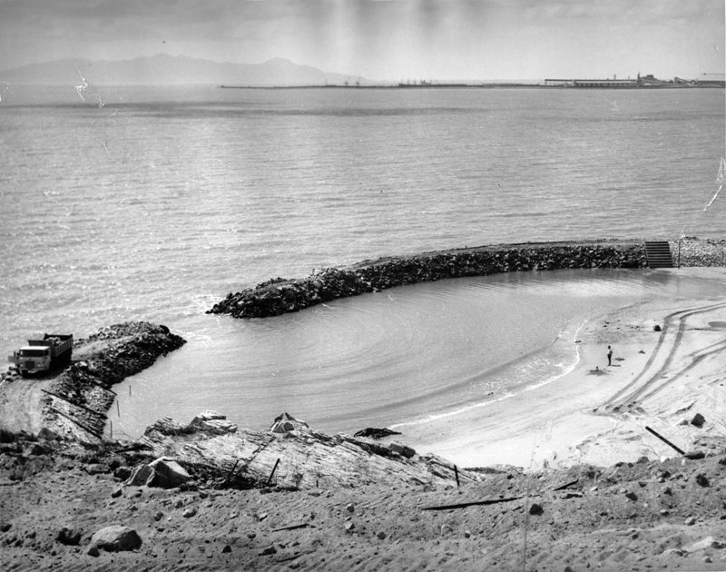 Construction of the Coral Sea Memorial Rockpool at Kissing Point nearing completion, 1968