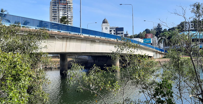George Roberts Bridge connecting the CBD and South Townsville will be illuminated on both sides for special occasions.