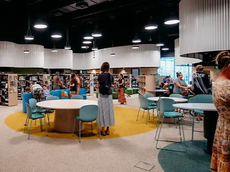People visiting the library