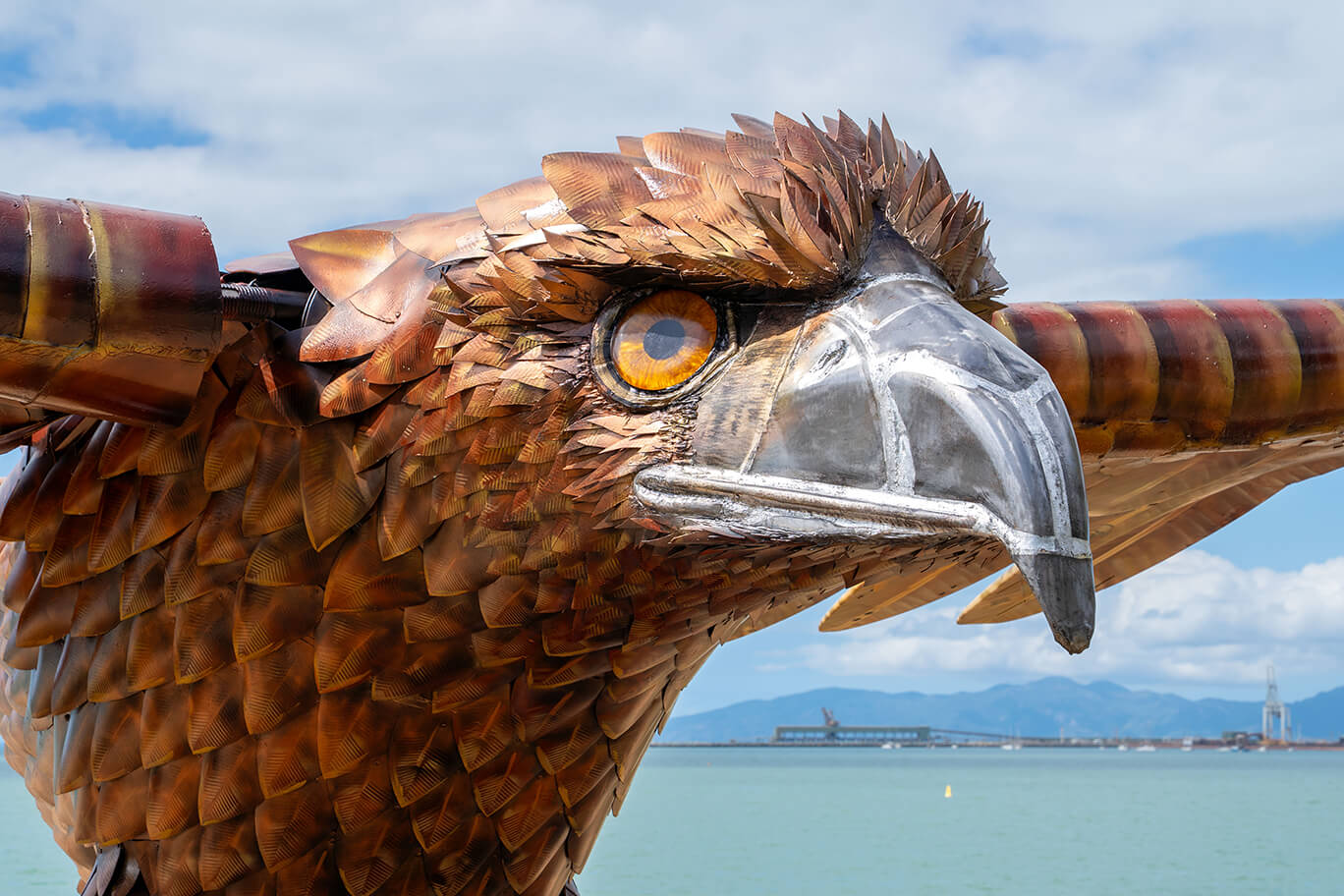 Giant eagle made of steel, fibreglass, and stainless steel