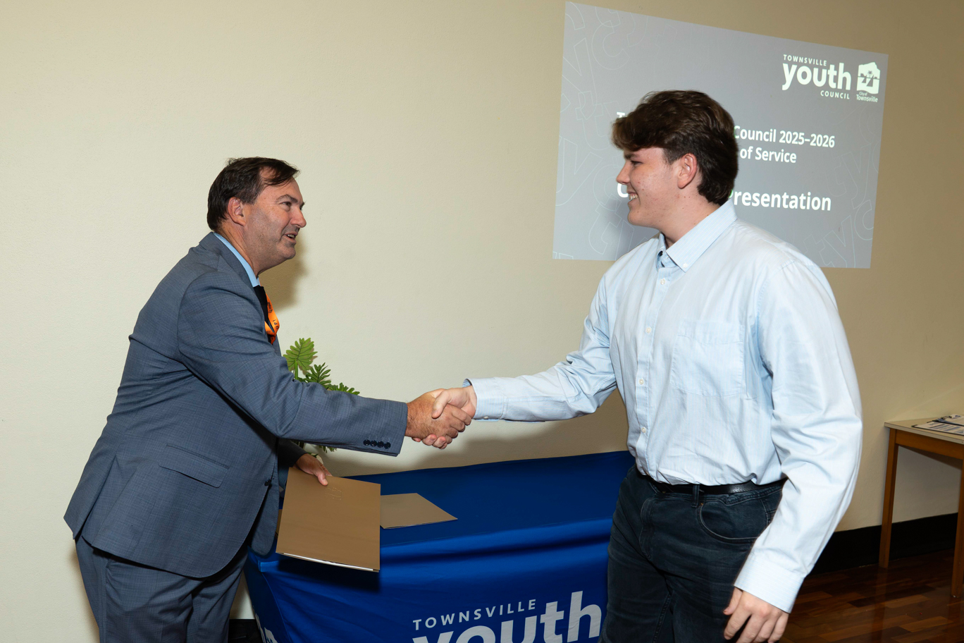 Councillor Robinson and Townsville Youth Council member Aiden Exelby