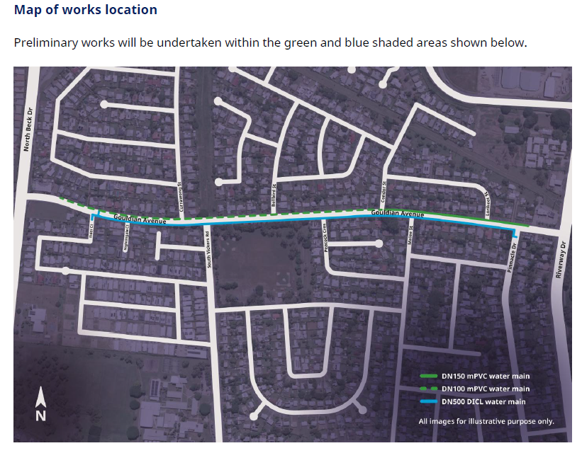 Gouldian Avenue Water Main Upgrade and Road Resurfacing Map
