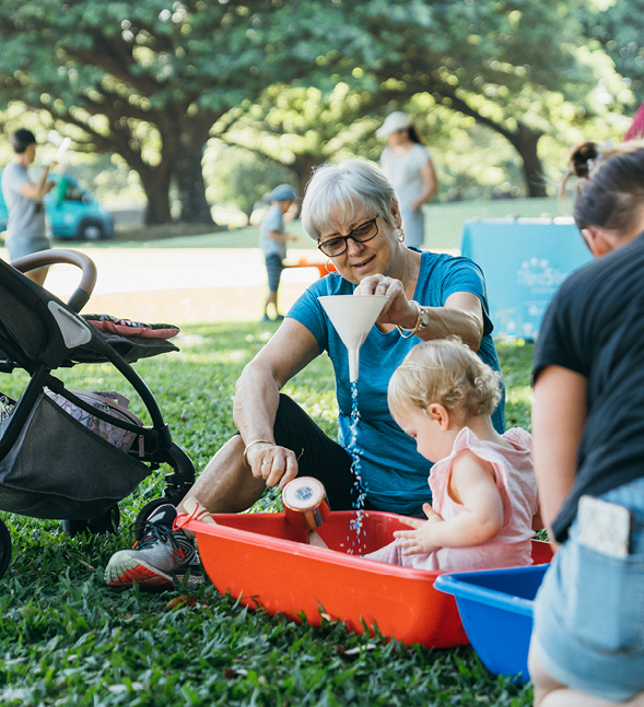 A family enjoying a park