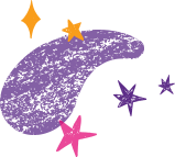 Example of a card design with blobs and stars