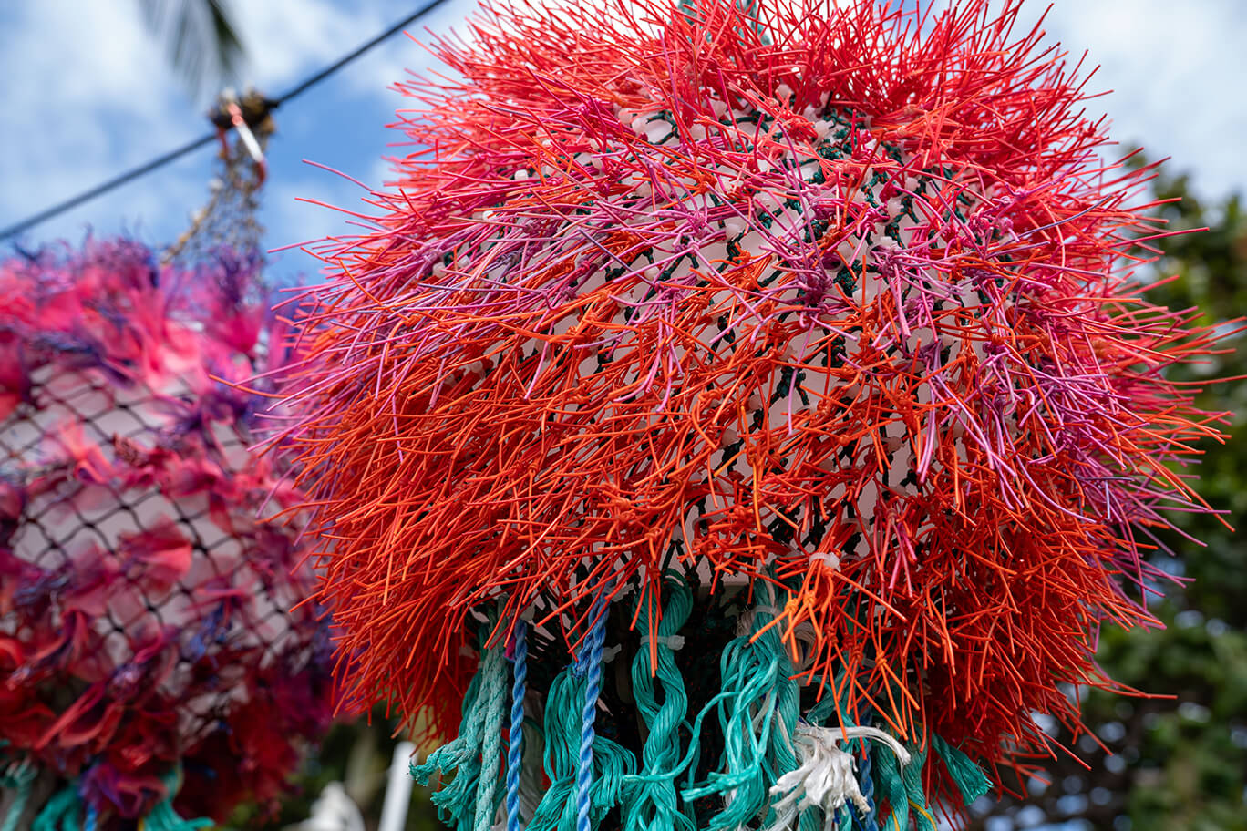 Jellyfish-like creatures made of reclaimed marine debris