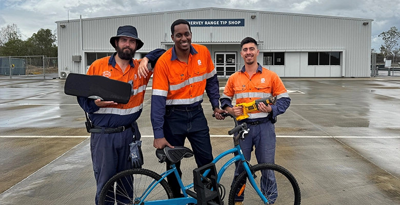 Council's Resource Recovery team members Michael Rush, Amani Kowero and Ricky Murillo. Council's Resource Recovery team members Michael Rush, Amani Kowero and Ricky Murillo.