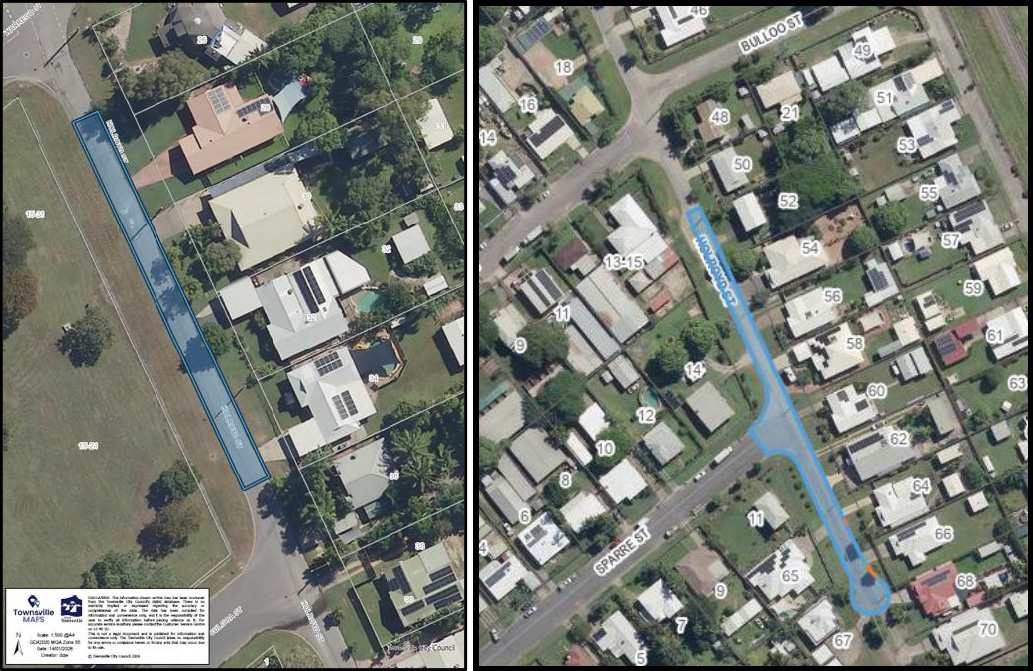 Map of Holroyd Street, Wulguru with blue shading over section of road where roadworks will be carried out