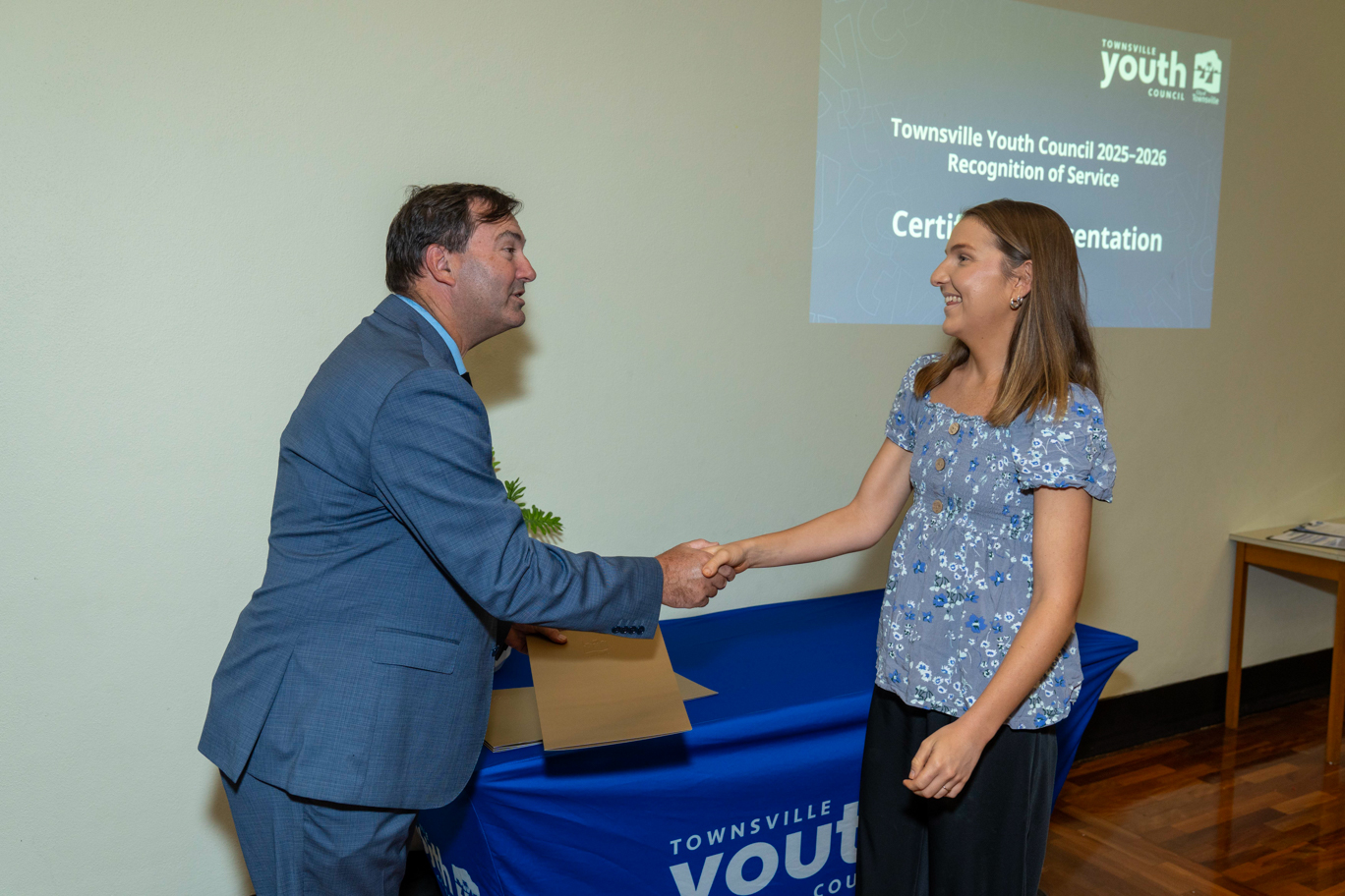 Councillor Robinson and Townsville Youth Council member Aleisha Knack