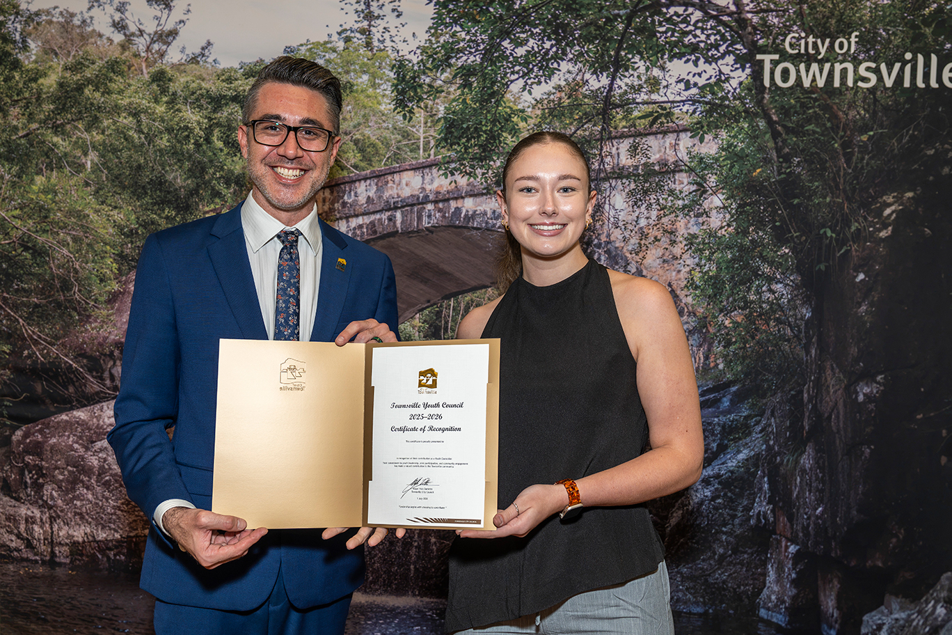 Councillor Mooney and Townsville Youth Council member Gabrielle Duke