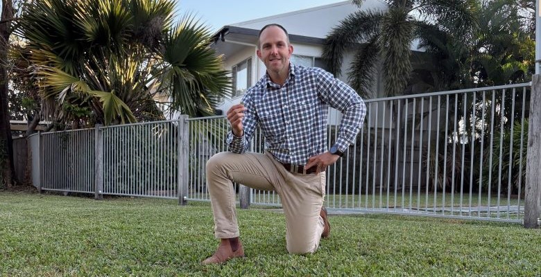 James Jensen on his water smart lawn at his Hermit Park home James Jensen on his water smart lawn at his Hermit Park home