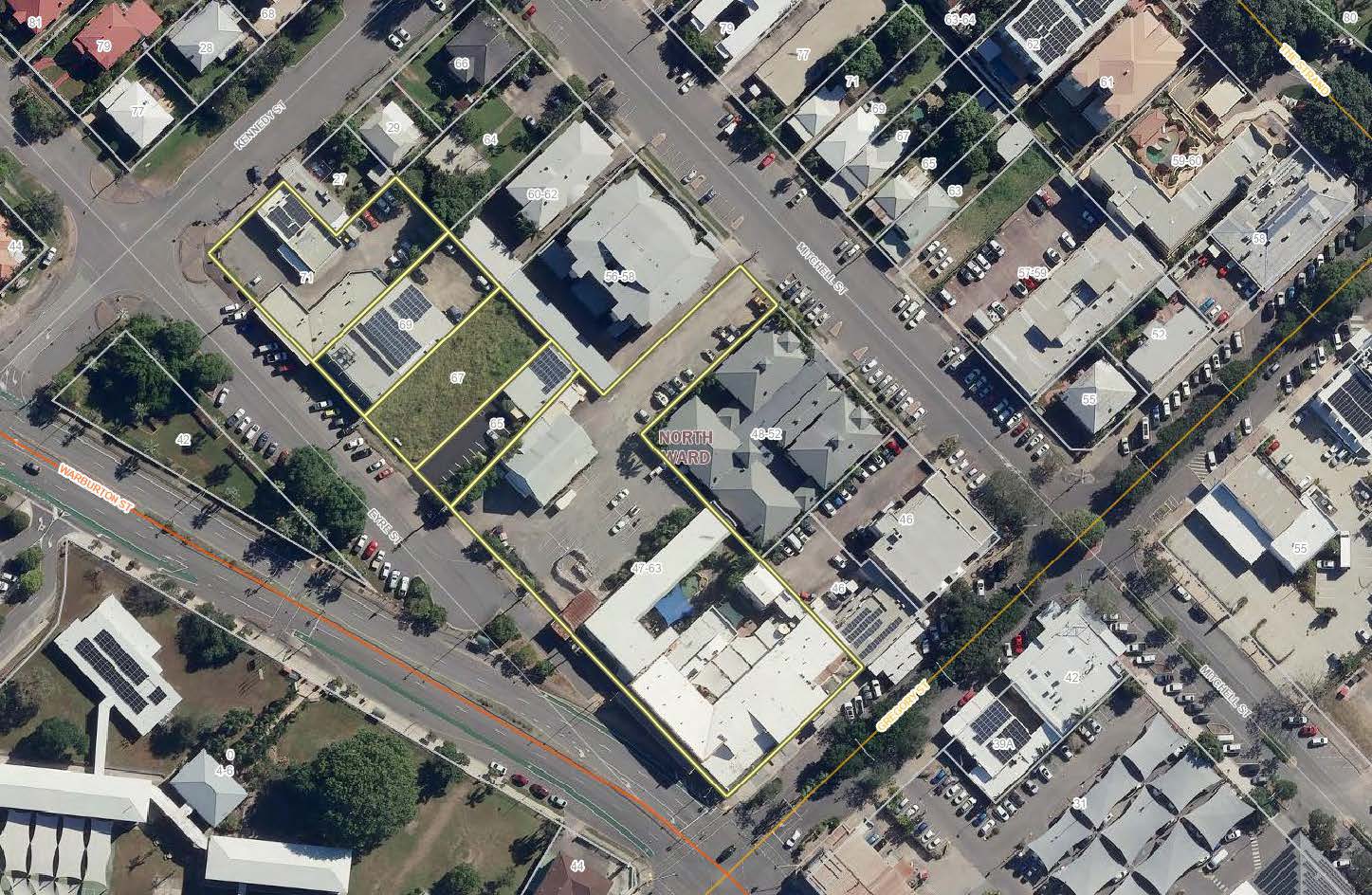 Map of Eyre Street, North Ward with affected properties highlighted