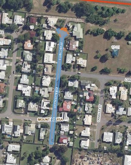 Map of Gracedale Street and Bylong Court with blue outline showing the area roadworks will be carried out