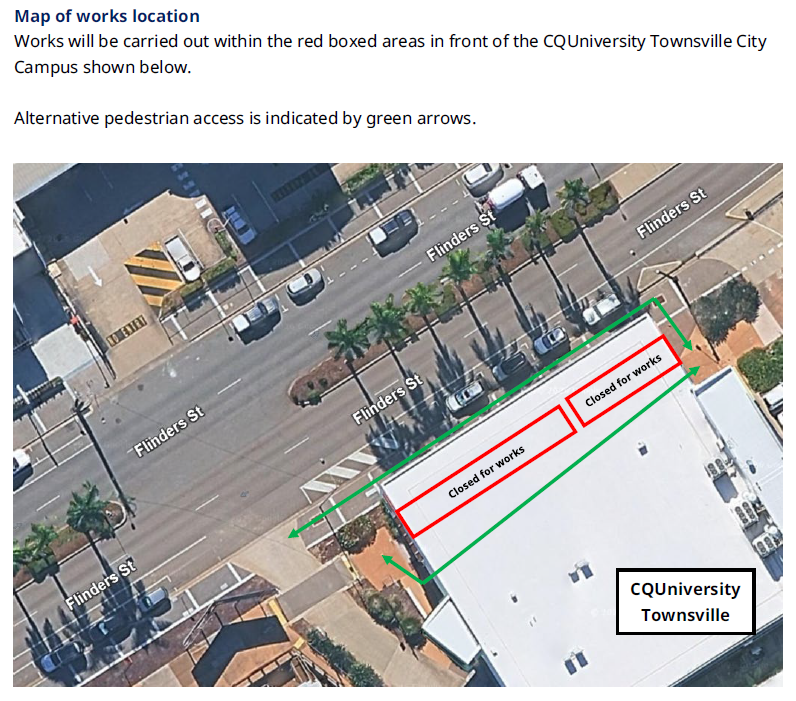 CQ University Public Artwork Maintenance Footpath Closure Map