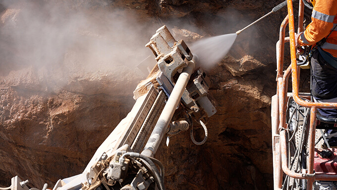Water spraying on slope