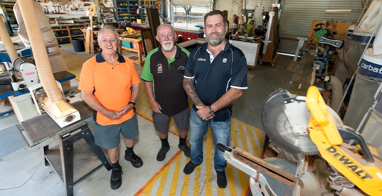 (L-R) Upper Ross Men's Shed Secretary John Grayson, President Graham Kiehne and Division 8 Councillor Kristian Price.