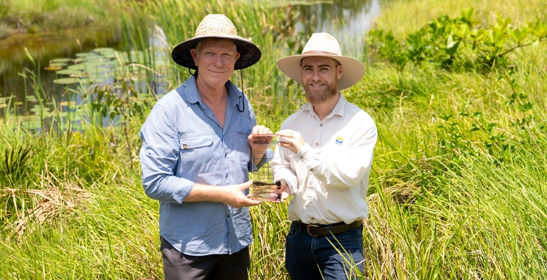 Council's Chief Sustainability Officer Greg Bruce and Regenerative Landscapes Co-ordinator Tyson Schmid at the project site. Council's Chief Sustainability Officer Greg Bruce and Regenerative Landscapes Co-ordinator Tyson Schmid at the project site.