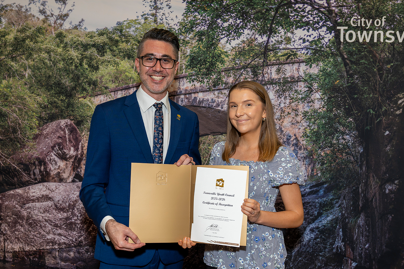 Councillor Mooney and Townsville Youth Council member Aleisha Knack