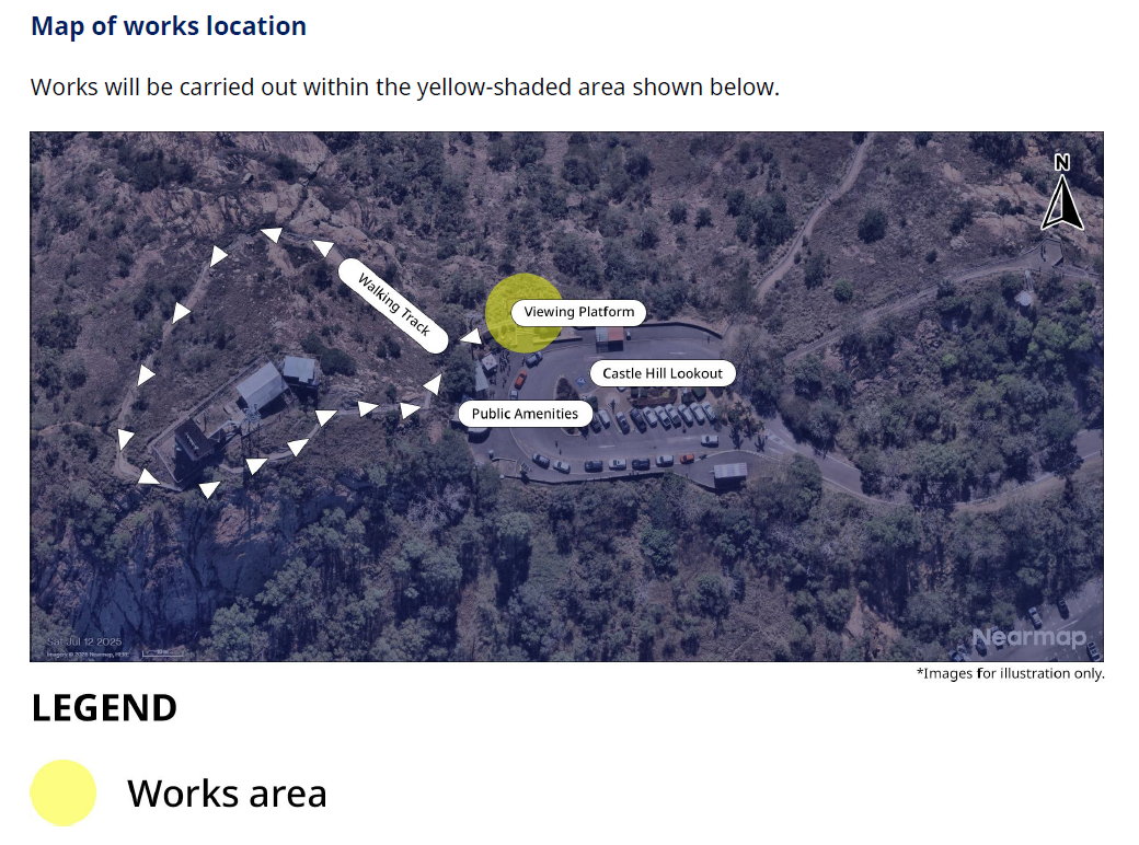 Castle Hill Lookout Viewing Platform Maintenance Works Map