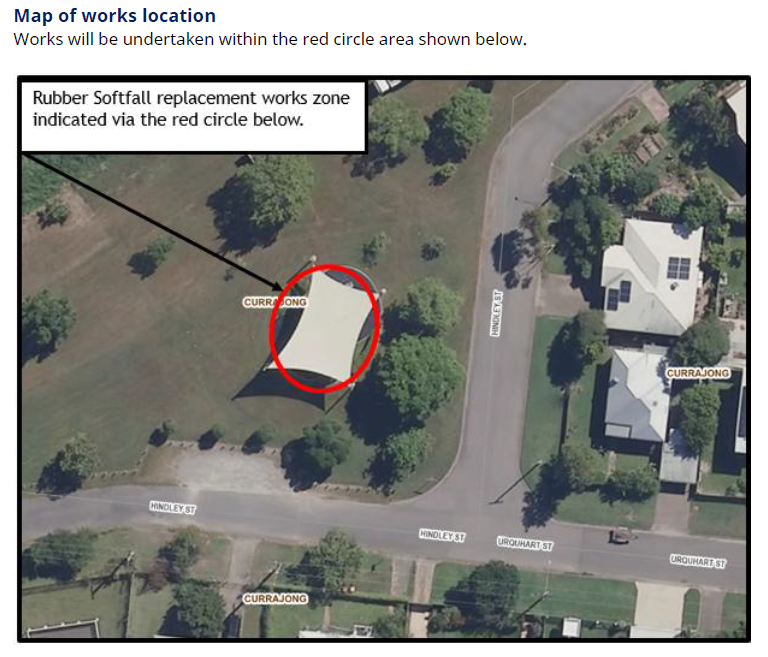 Curralea Lakes Playground Rubber Softfall Replacement Works Map