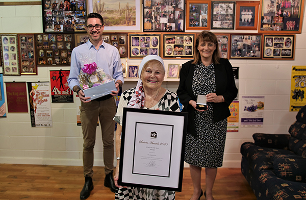 Mrs. Patricia Carr with Mayor Jenny Hill and Cr Liam Mooney