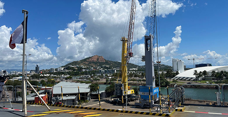 The view of Townsville from the deck of visiting French naval ship the FS Dixmude