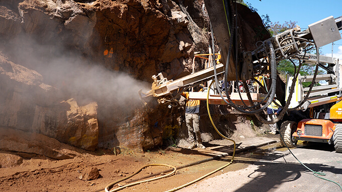 Water spraying on slope
