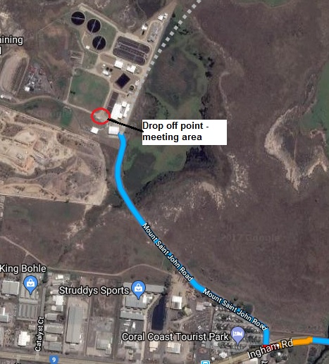 Map of the location. If you are travelling from the City, head down Ingham Road, past Louisa Creek and turn right on Mount Saint John Road. There will be a drop-off point for the bus, where Council Officers will meet you.